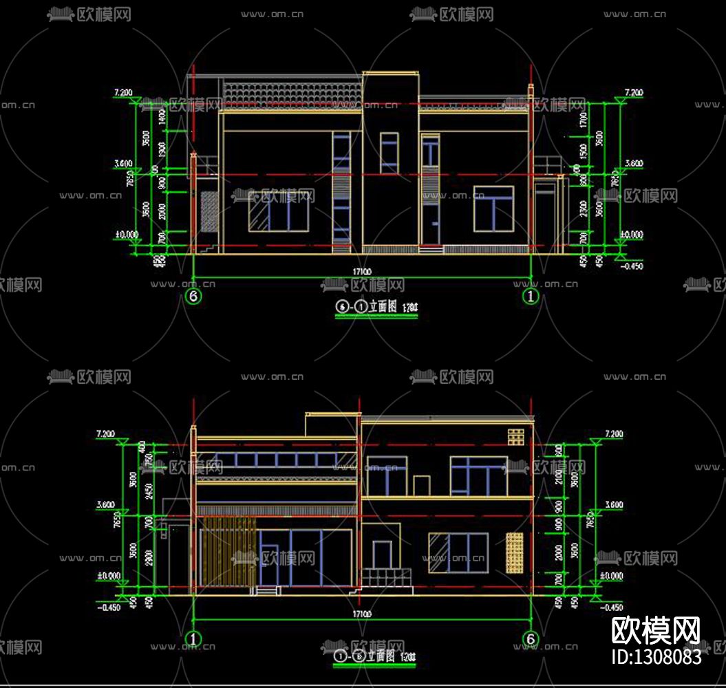 新中式别墅cad施工图下载（渲染图9）