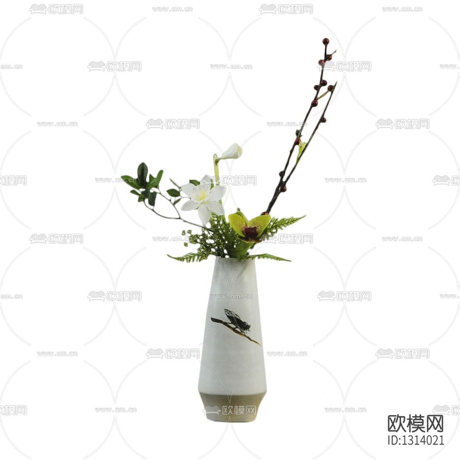新中式夏蝉陶瓷花瓶摆放花艺下载
