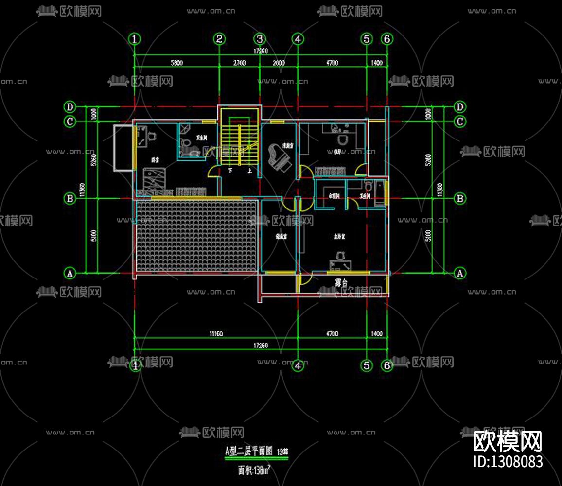 新中式别墅cad施工图下载（渲染图7）