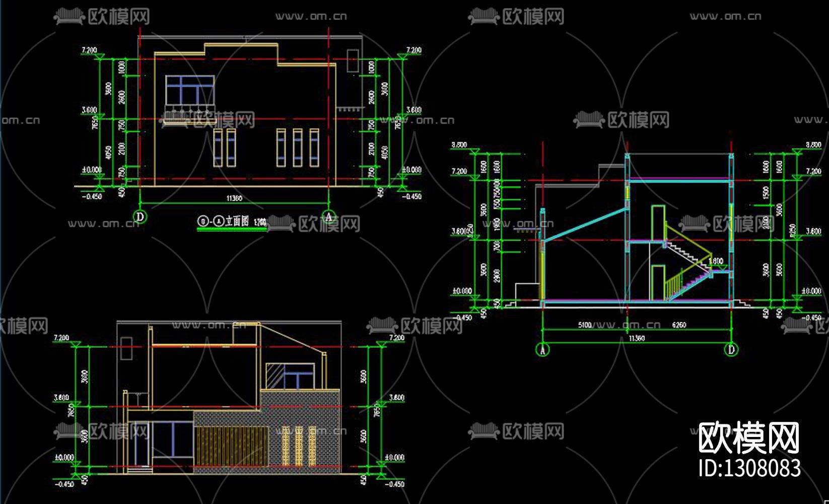 新中式别墅cad施工图下载（渲染图10）