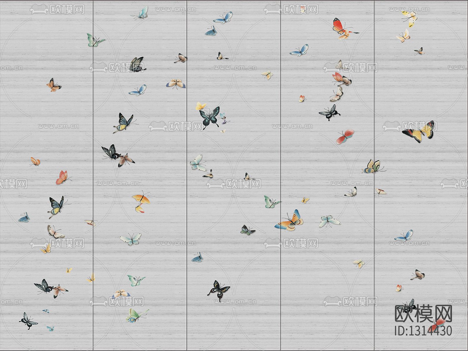 花鸟艺术壁画贴图下载（渲染图4）