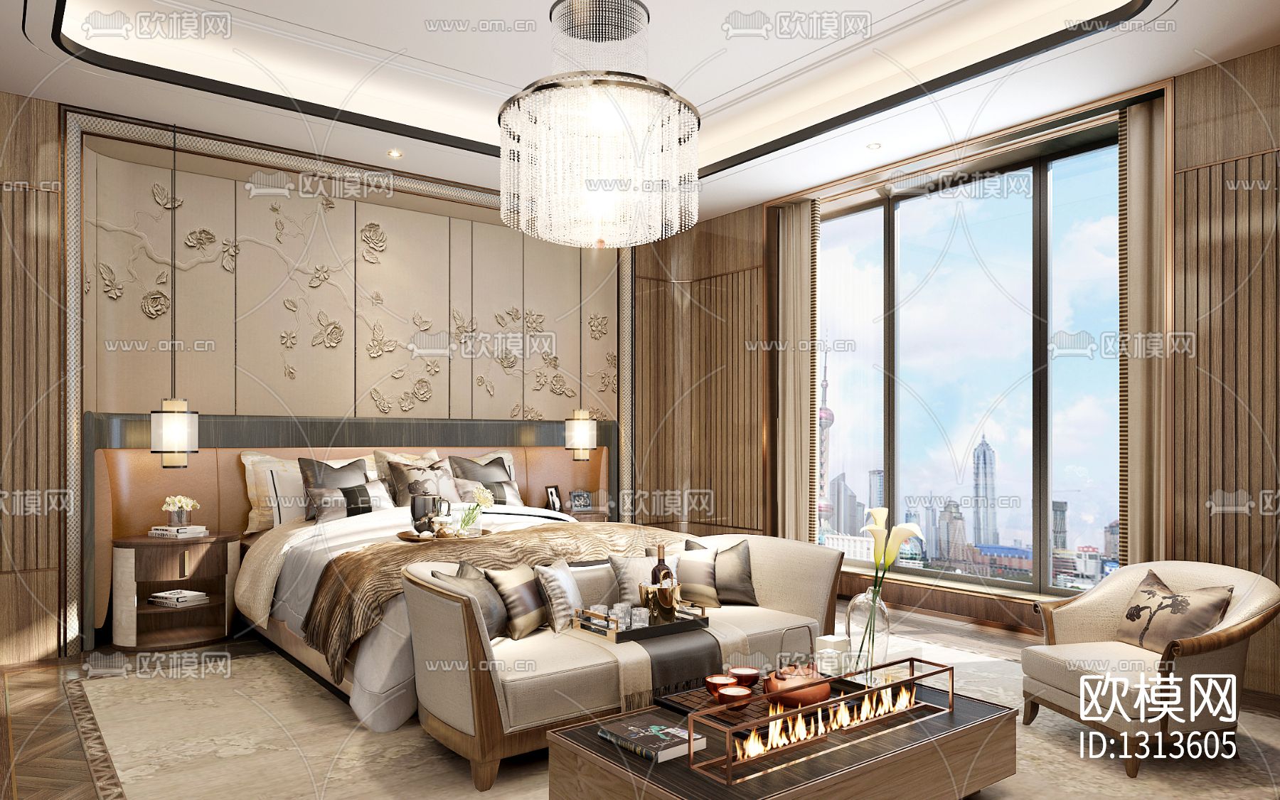 上海汤臣一品复式豪宅cad施工图下载（渲染图2）