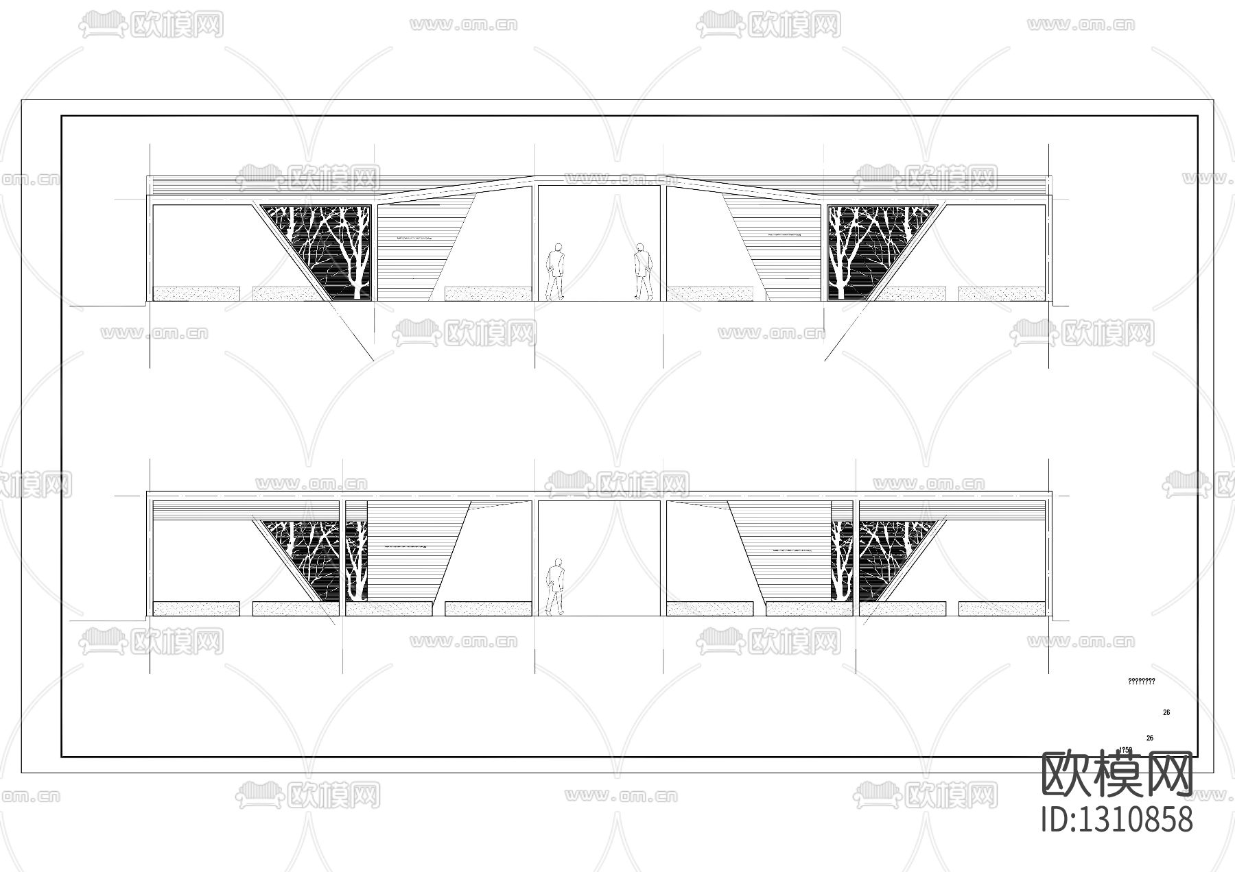 景观廊架cad施工图下载（渲染图5）
