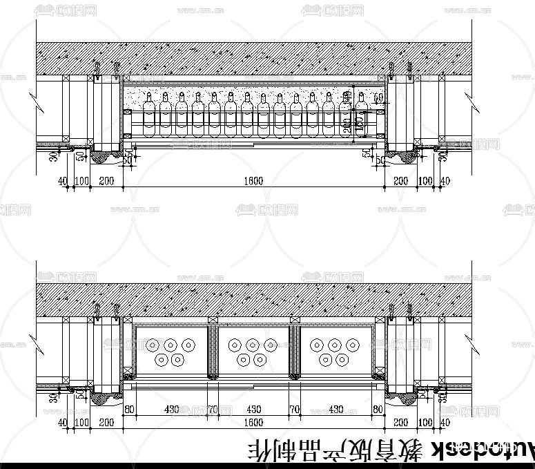 红酒柜cad大样图下载（渲染图3）