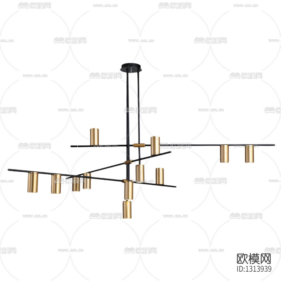 现代简约金属长线条吊灯