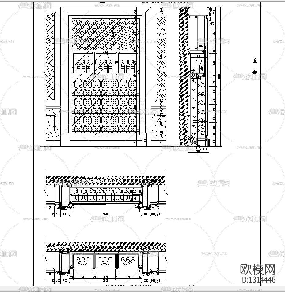 红酒柜cad大样图下载（渲染图1）