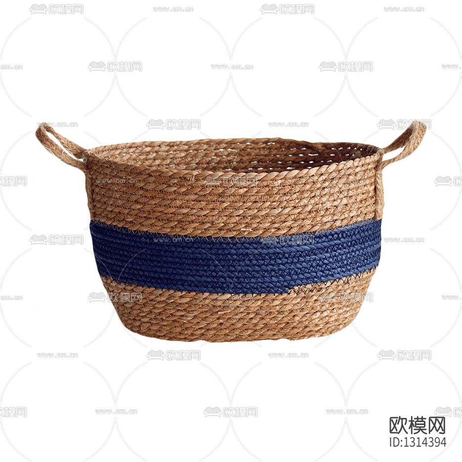 北欧双色草编收纳篮