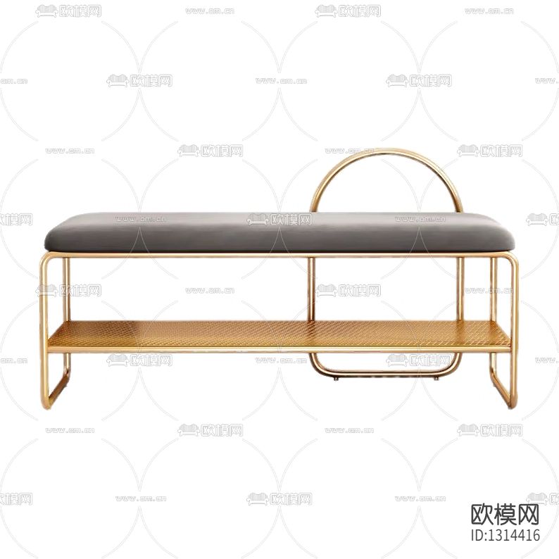 现代轻奢金属布艺沙发凳下载