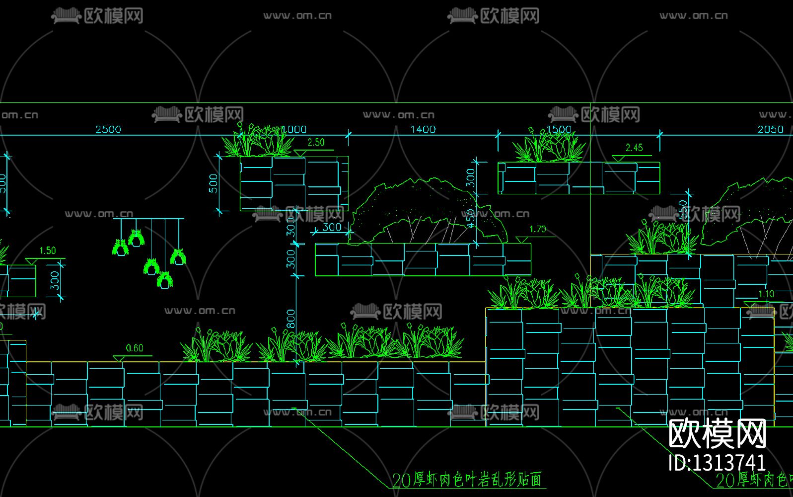 假山景观园林绿化cad图库下载（渲染图4）