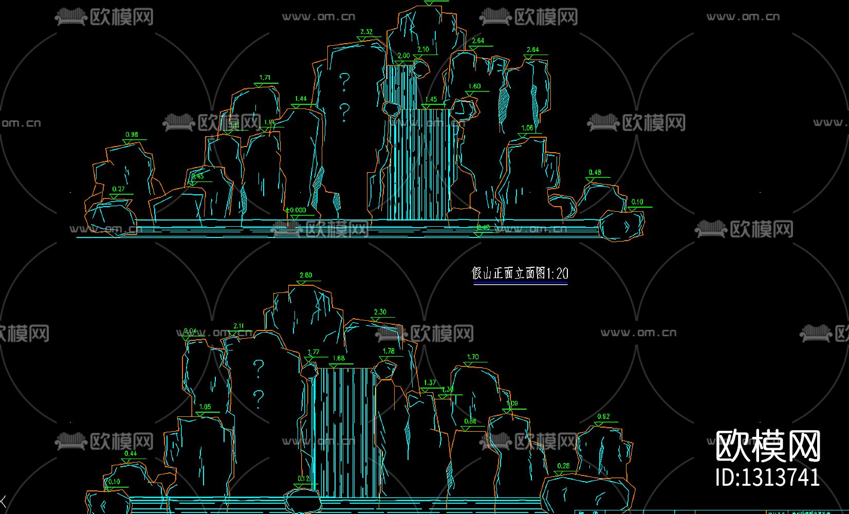 假山景观园林绿化cad图库下载（渲染图5）