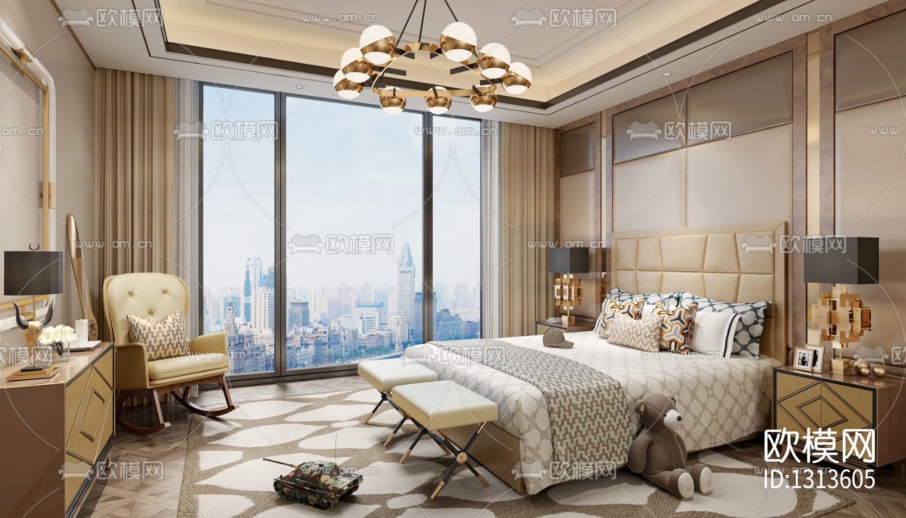 上海汤臣一品复式豪宅cad施工图下载（渲染图5）