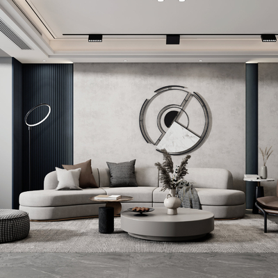  现代布艺组合沙发su模型 