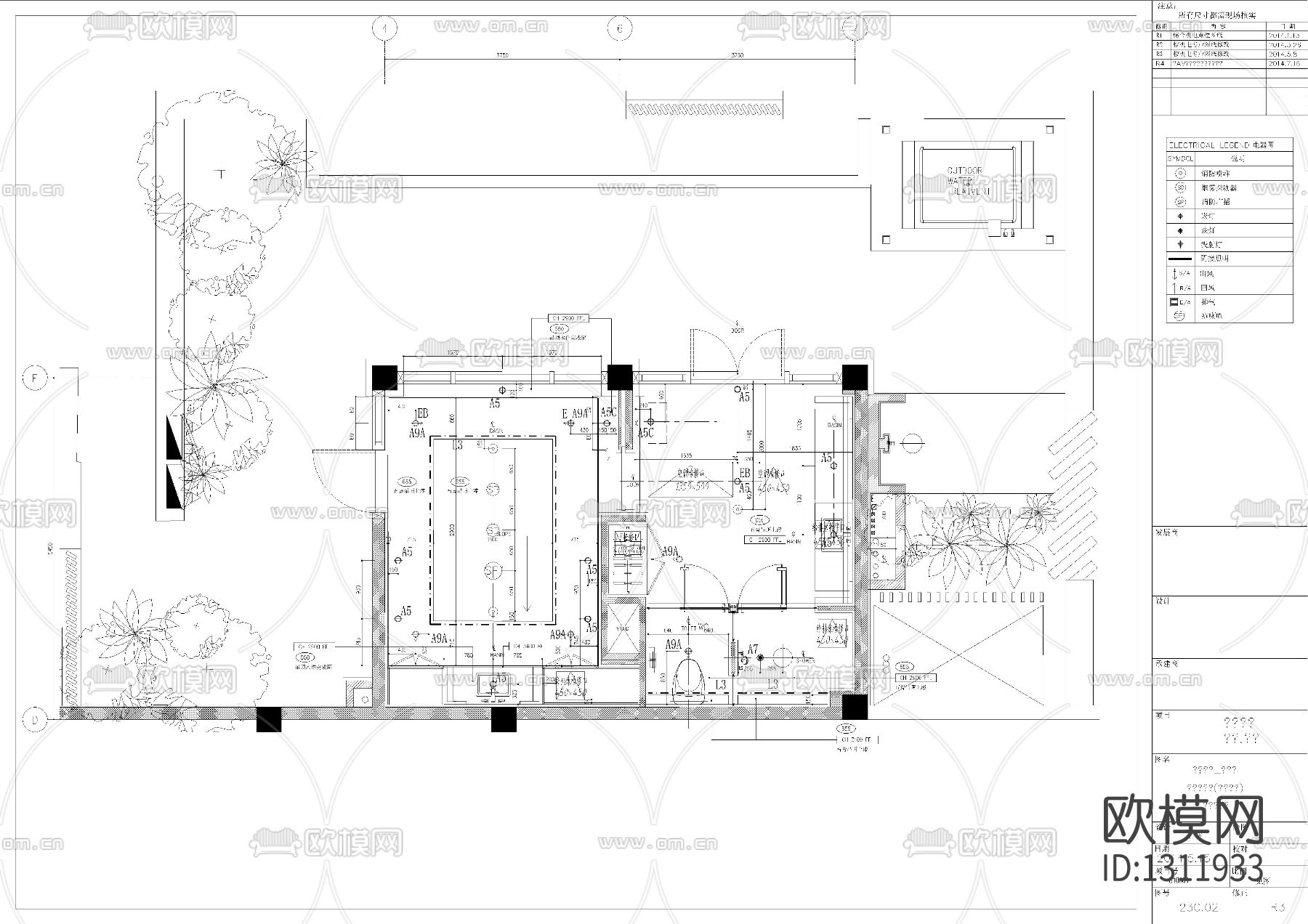 酒店单人水疗室cad施工图下载（渲染图2）