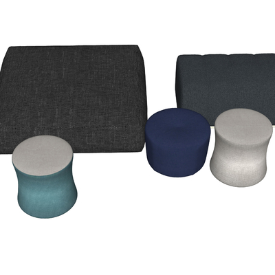  现代布艺脚踏su模型 