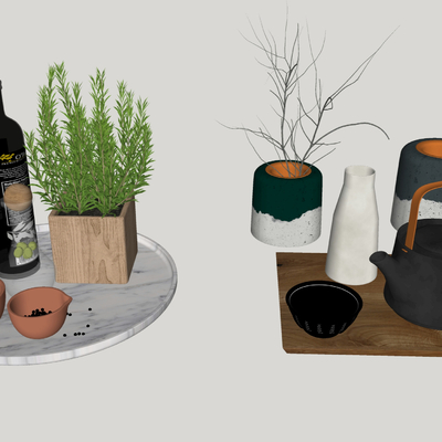  现代厨具餐具酒具su模型 