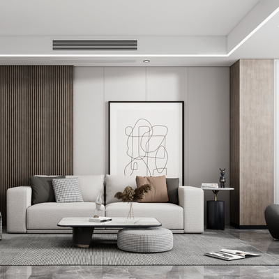 现代布艺组合沙发su模型