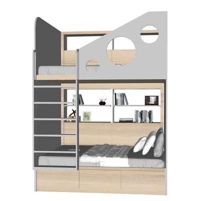  现代上下床儿童床su模型 