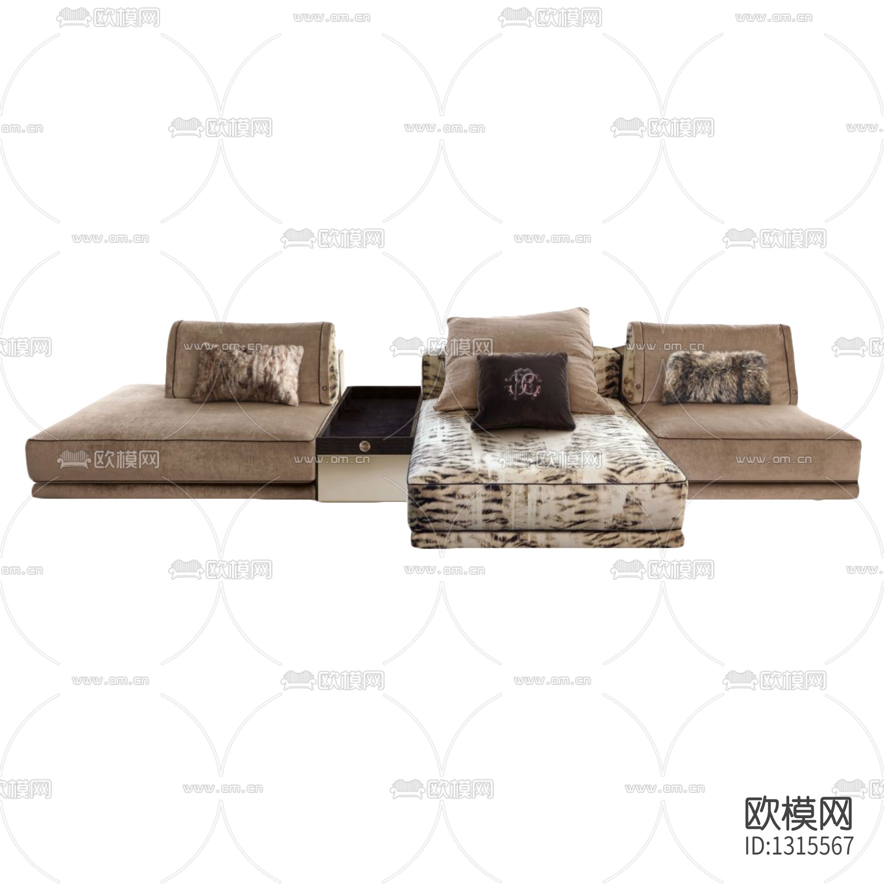 现代简约布艺多人沙发下载