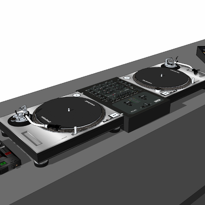  现代留声机唱片机su模型 