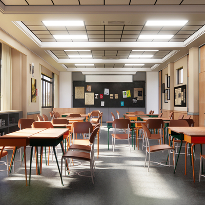  现代学校教室su模型 