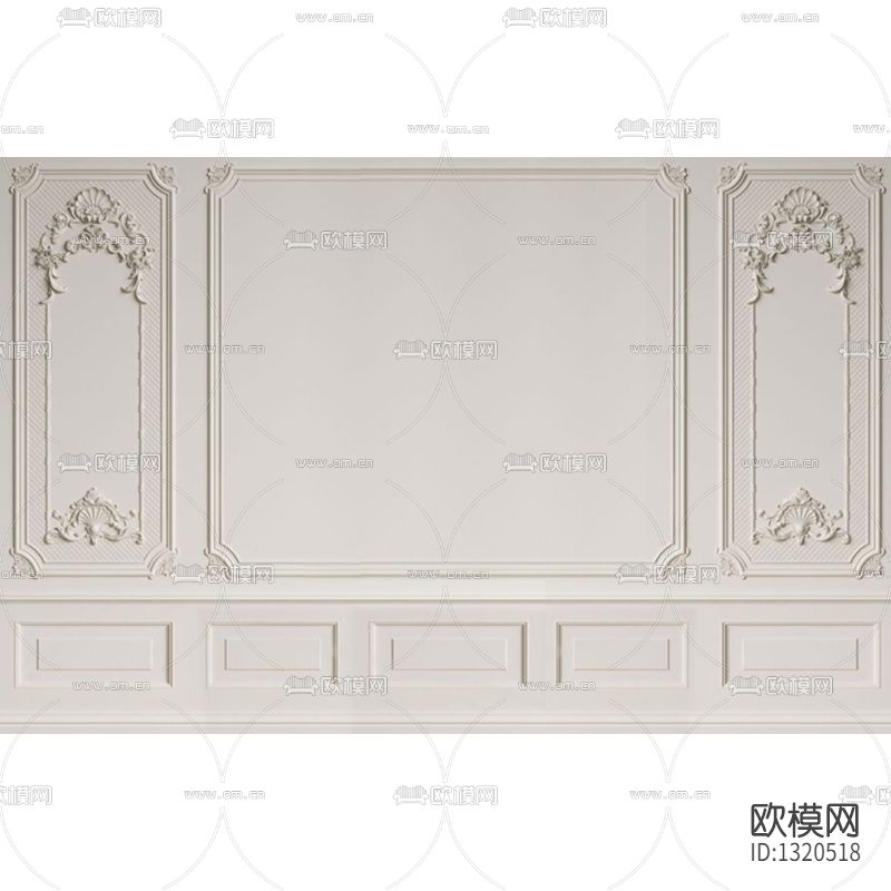 法式石膏线条雕花背景墙下载