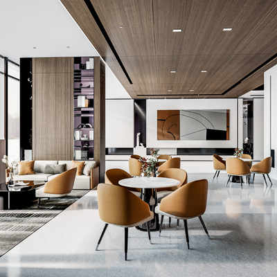  现代售楼处洽谈区su模型 