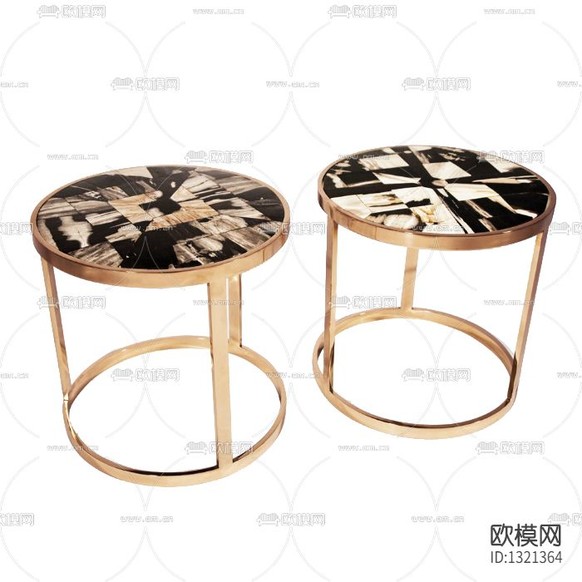 現(xiàn)代輕奢金色不銹鋼大理石拼接圓形邊幾下載
