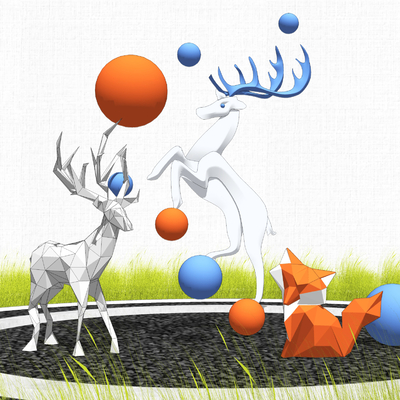 现代动物雕塑景观小品su模型