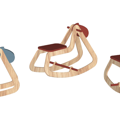  现代儿童椅木马椅su模型 