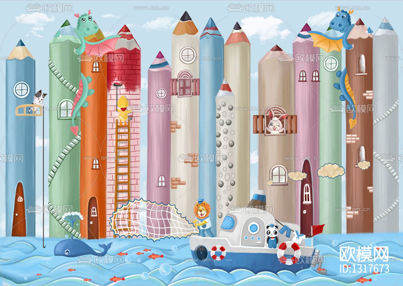 儿童壁画下载（渲染图4）