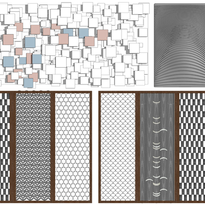 中式民宿装饰墙隔断su模型