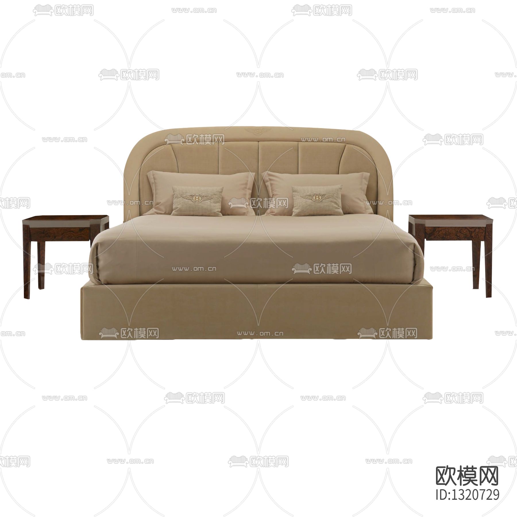 现代轻奢布艺双人床组合