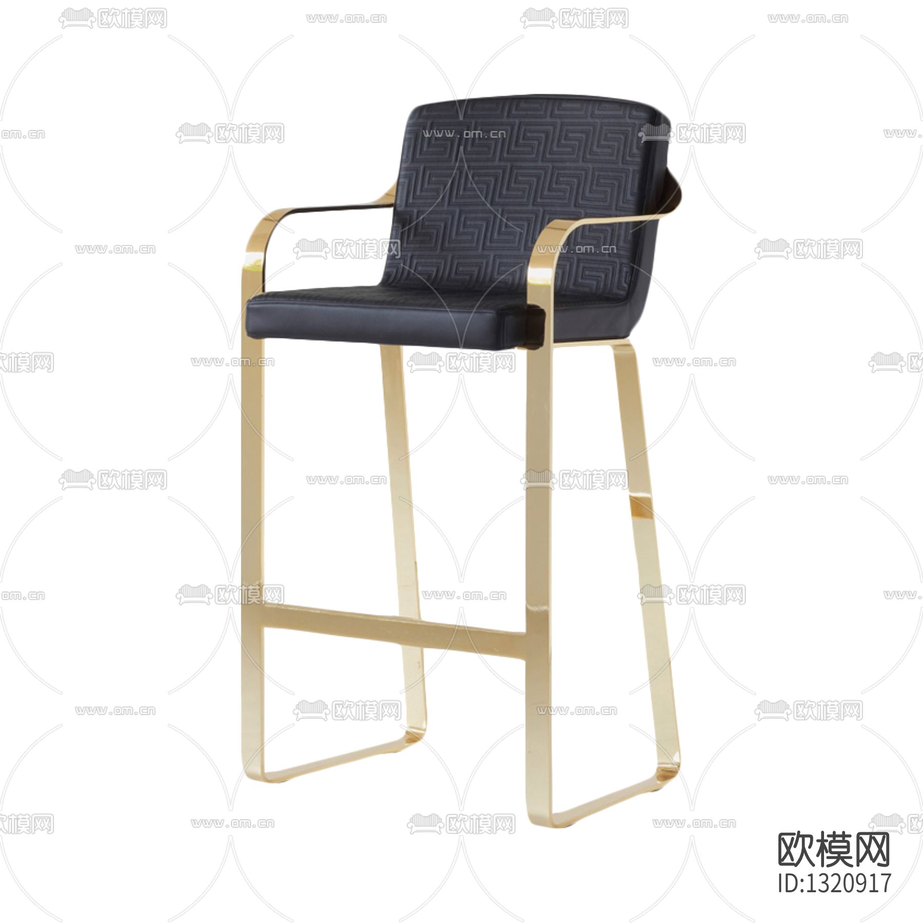 现代轻奢金属皮革吧椅