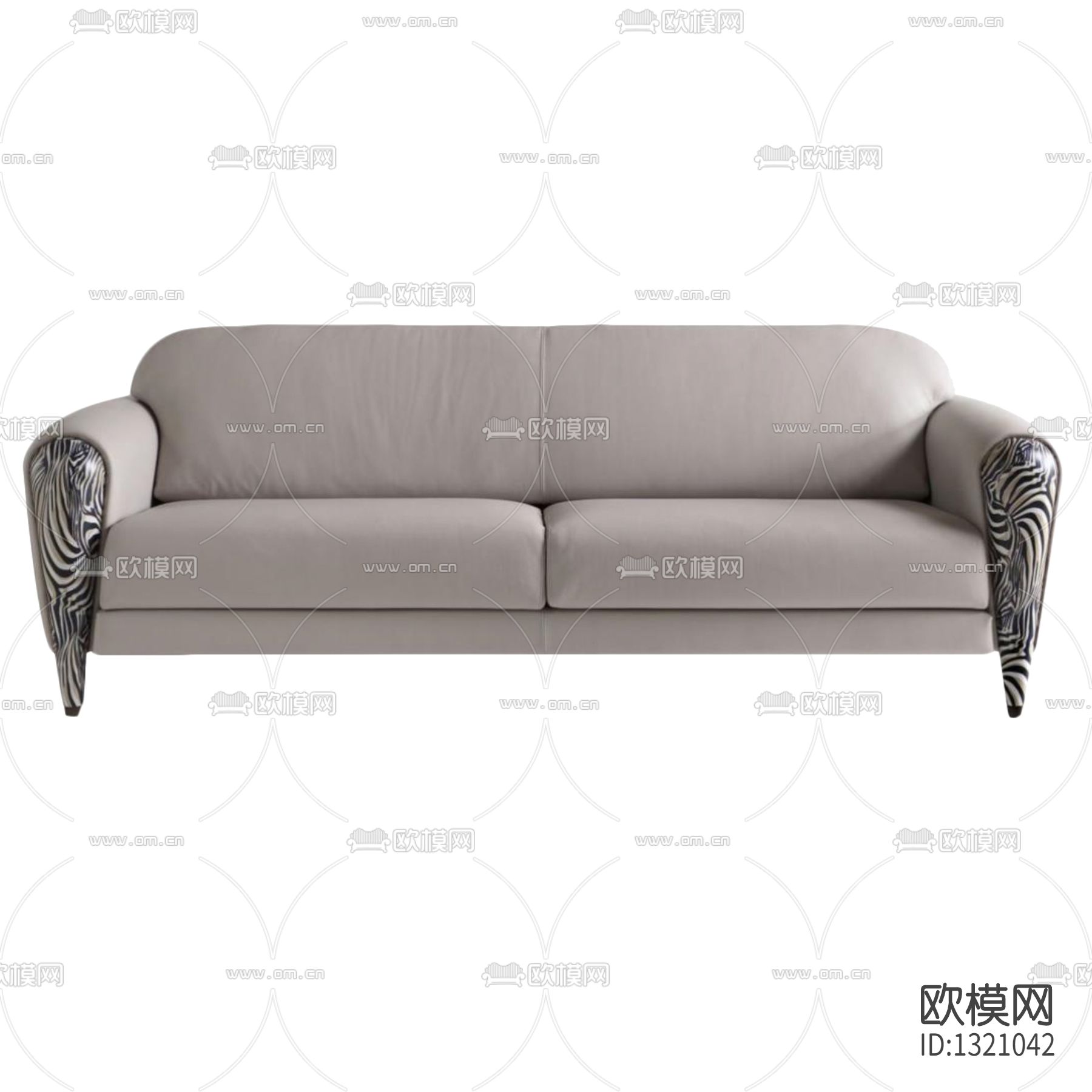 现代轻奢斑马纹实木皮革双人沙发下载