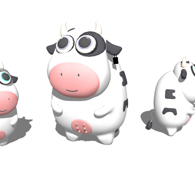  现代奶牛玩偶su模型 