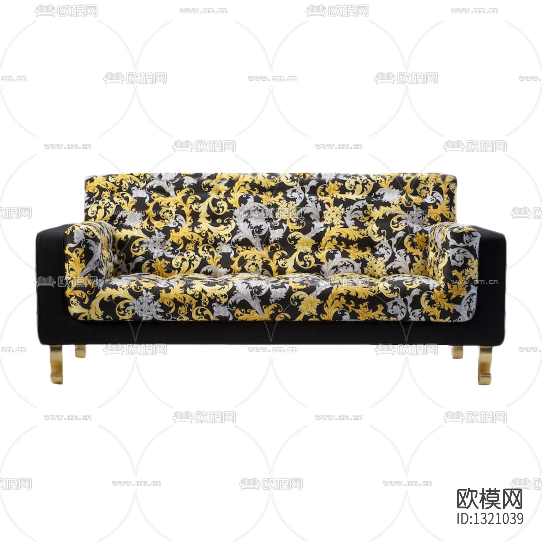 简欧印花布艺三人沙发下载