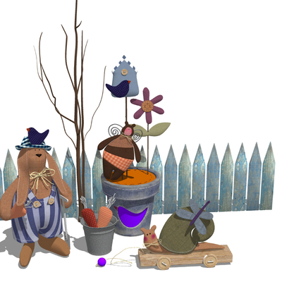  现代布偶玩具su模型 