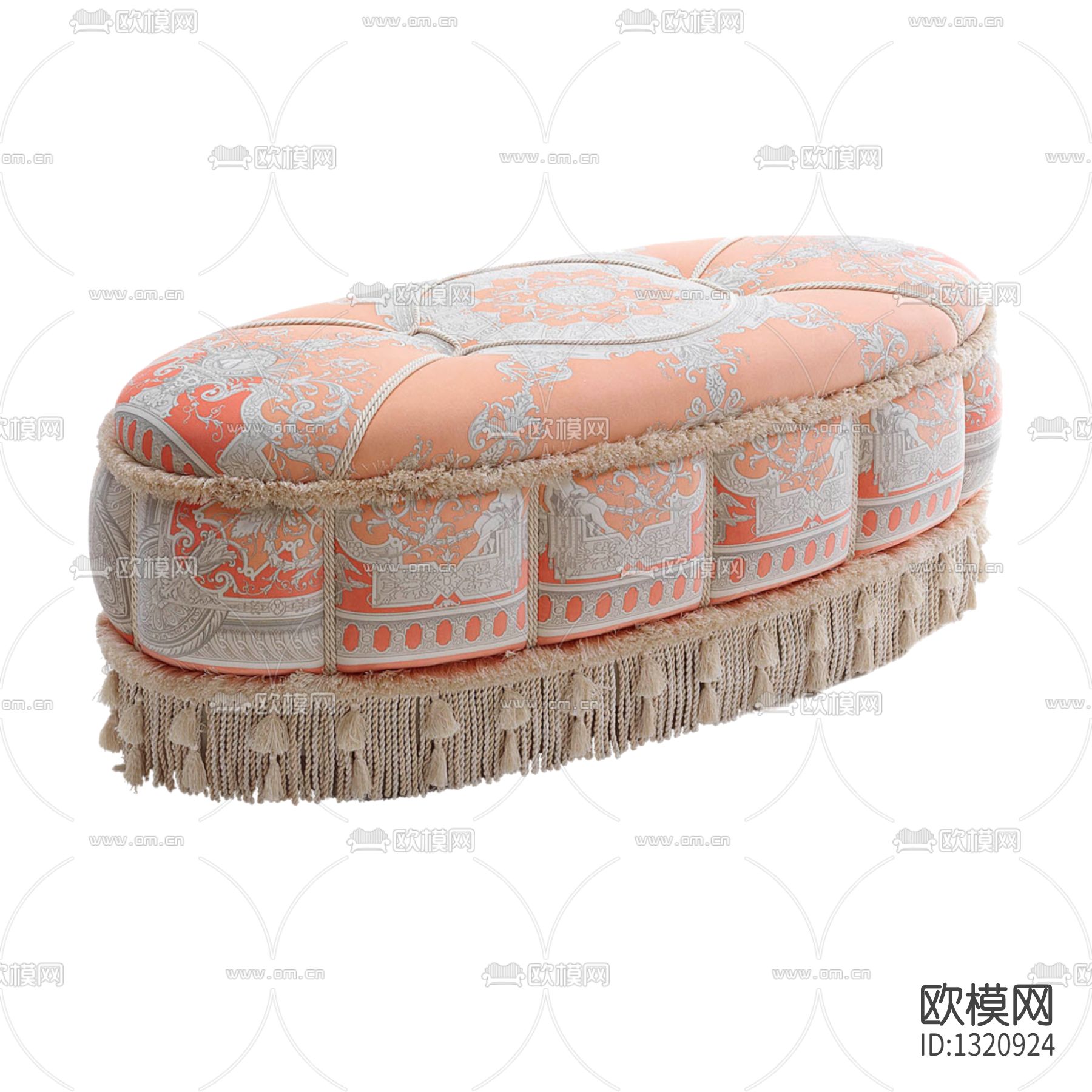 欧式布艺印花流苏沙发凳