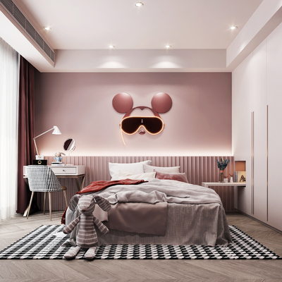  现代儿童床su模型 