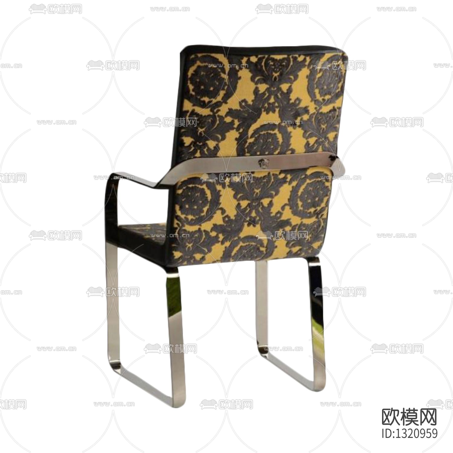 现代简约布艺不锈钢单人休闲椅
