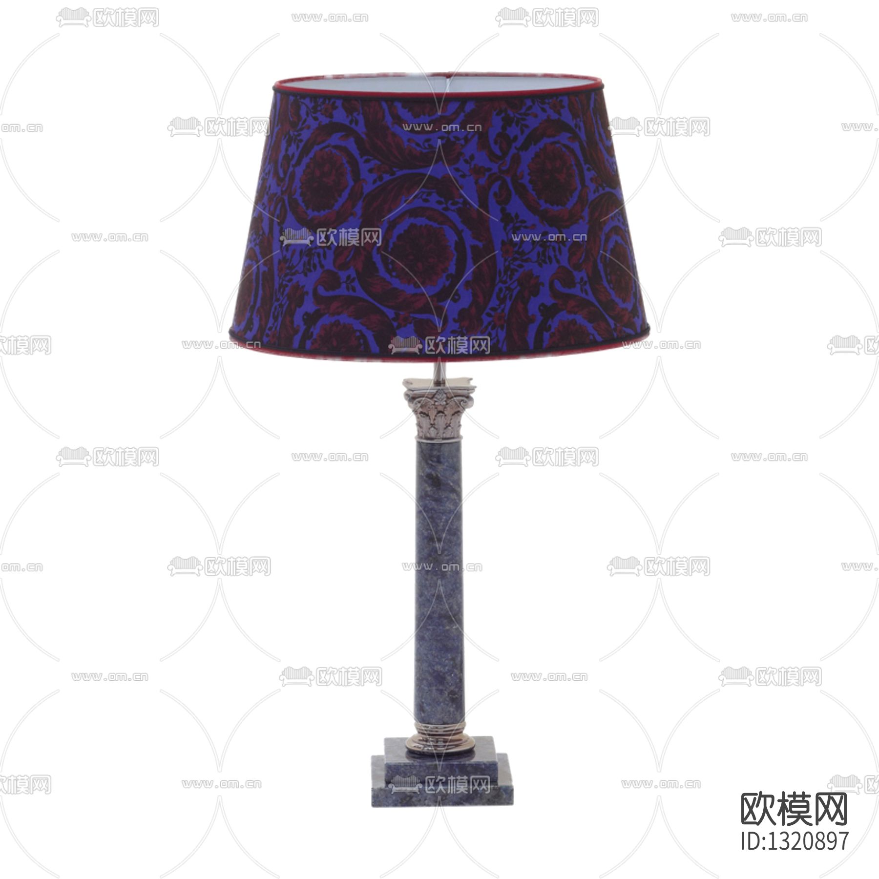 简欧大理石塑料印花灯罩台灯下载