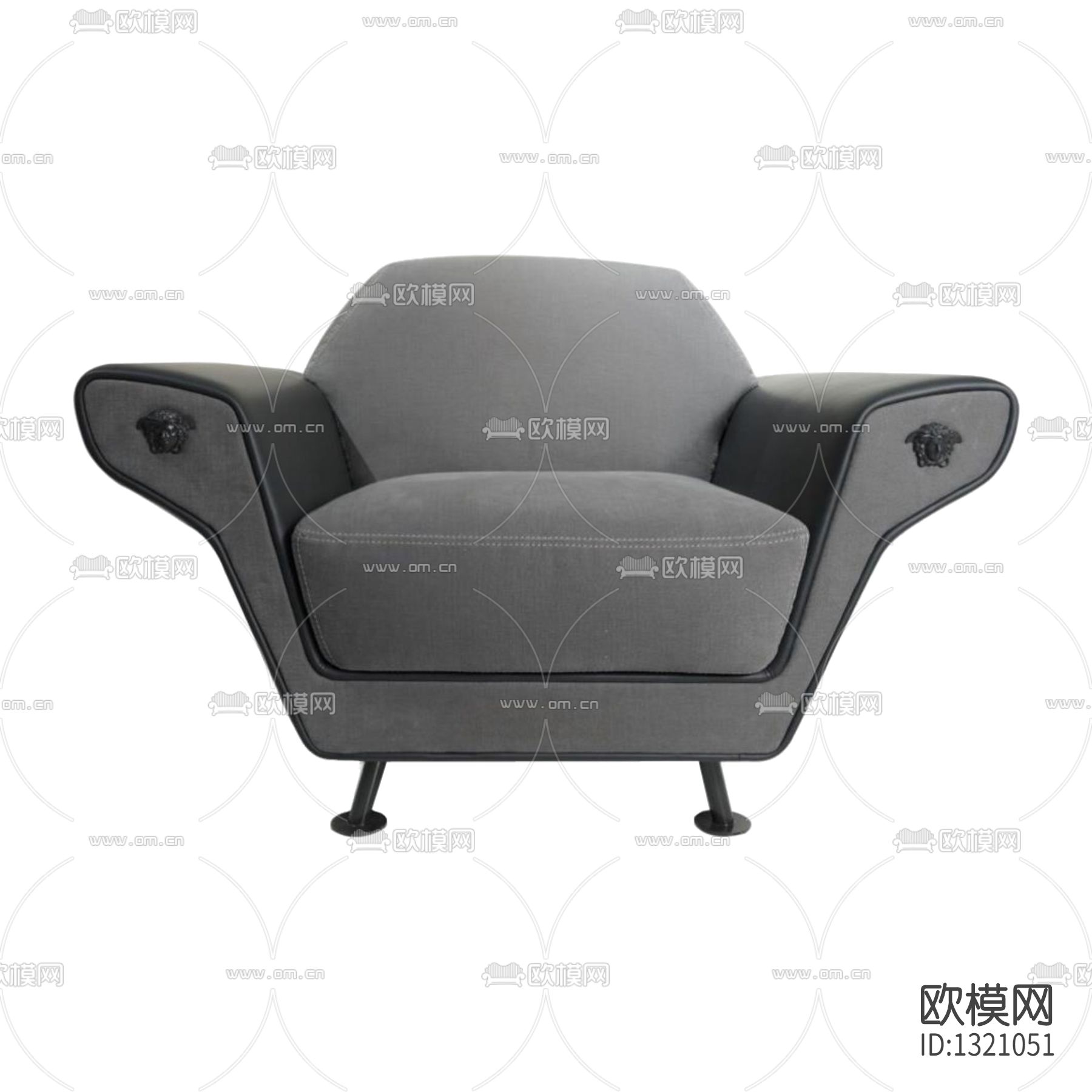 现代轻奢不锈钢布艺单人沙发下载