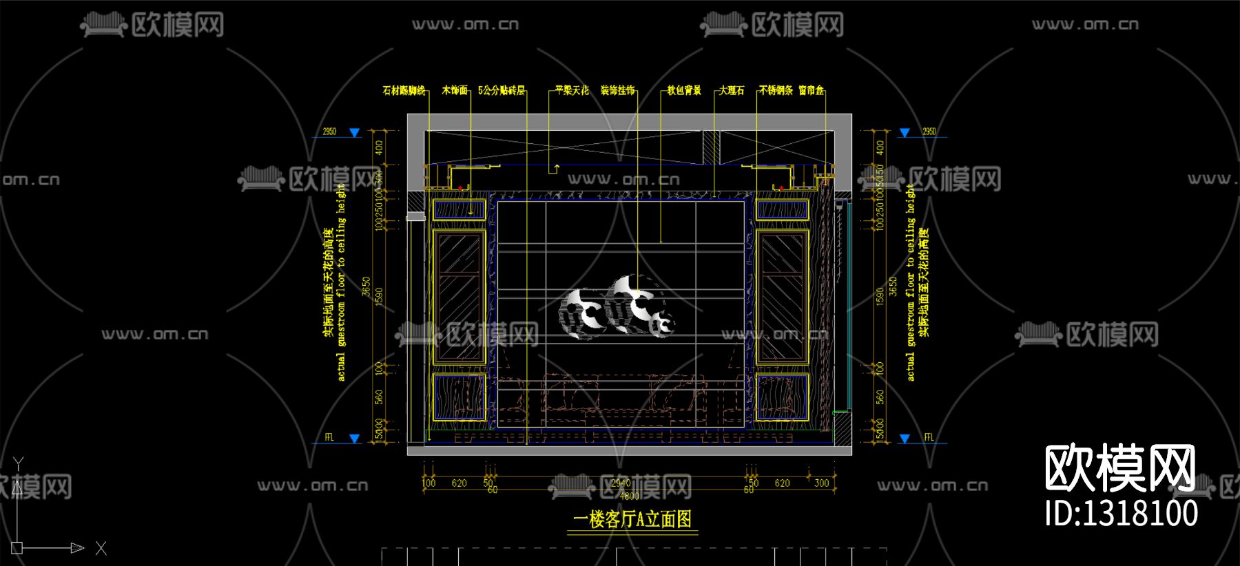 cad独栋别墅全套施工图下载（渲染图2）