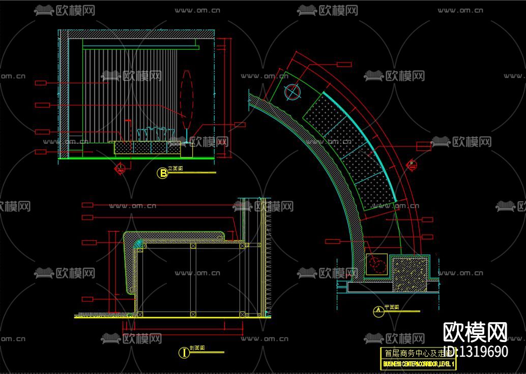 沙发卡座详图cad施工图下载（渲染图3）