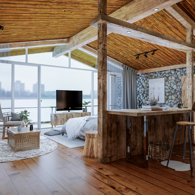  自然风民宿su模型 