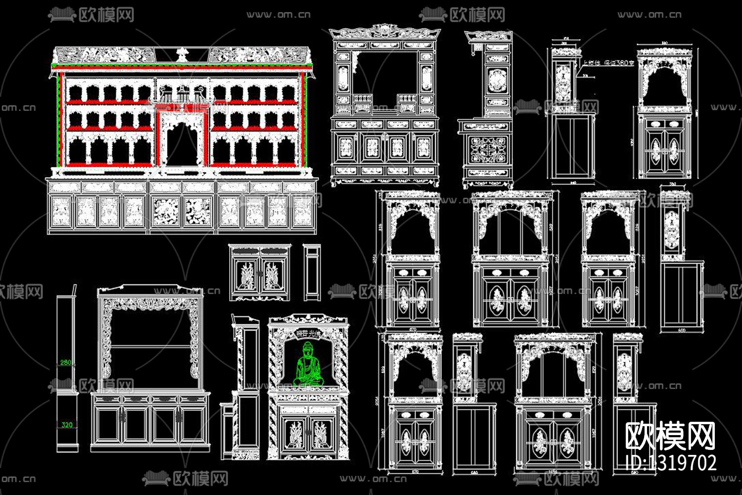 佛龛cad施工图下载（渲染图5）