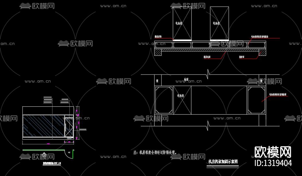 建筑弱电机房电气cad施工图下载（渲染图4）