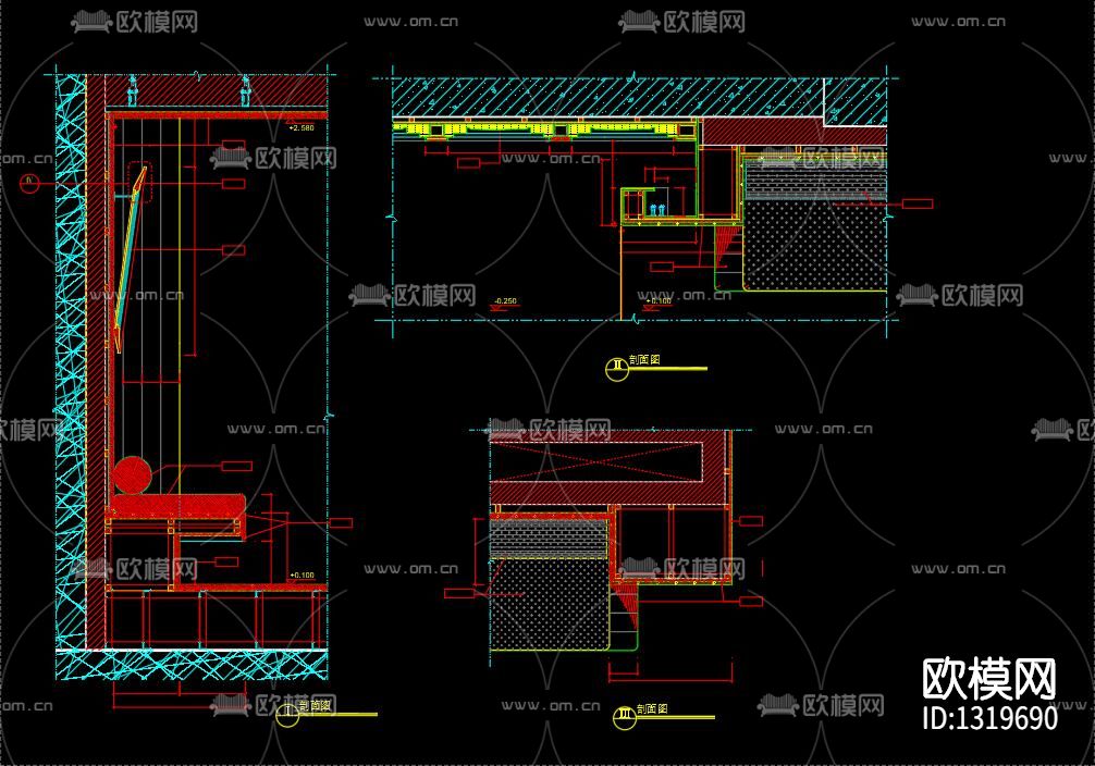 沙发卡座详图cad施工图下载（渲染图6）