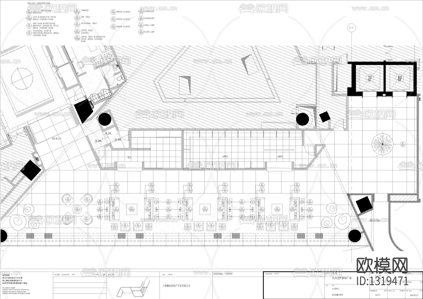 酒店宴会休息厅cad施工图下载（渲染图1）