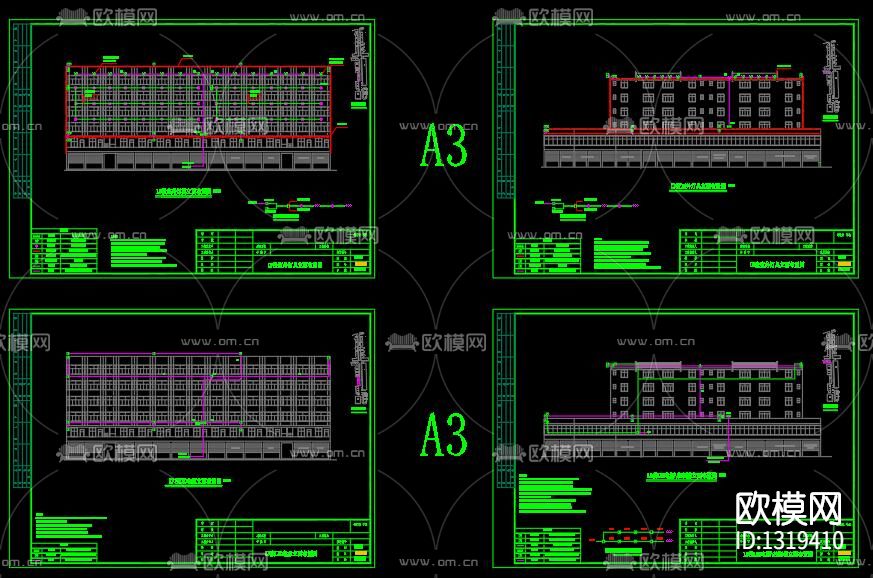 街道亮化电气cad施工图下载（渲染图1）